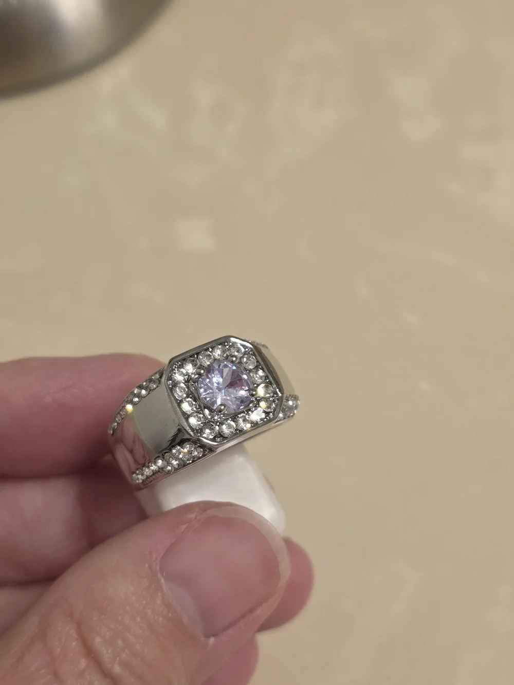 Men's Silver and CZ Ring Size 10
